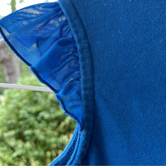 Hanna Andersson Blue Soft Knit w Tiered Rainbow Net Chiffon Hem Layered Dress - Picture 3 of 8